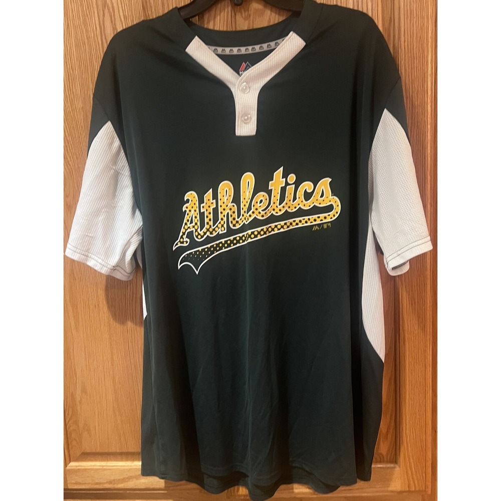 Oakland Athletics Majestic Cool Base Men's 2-Button Jersey Shirt Size XL‎